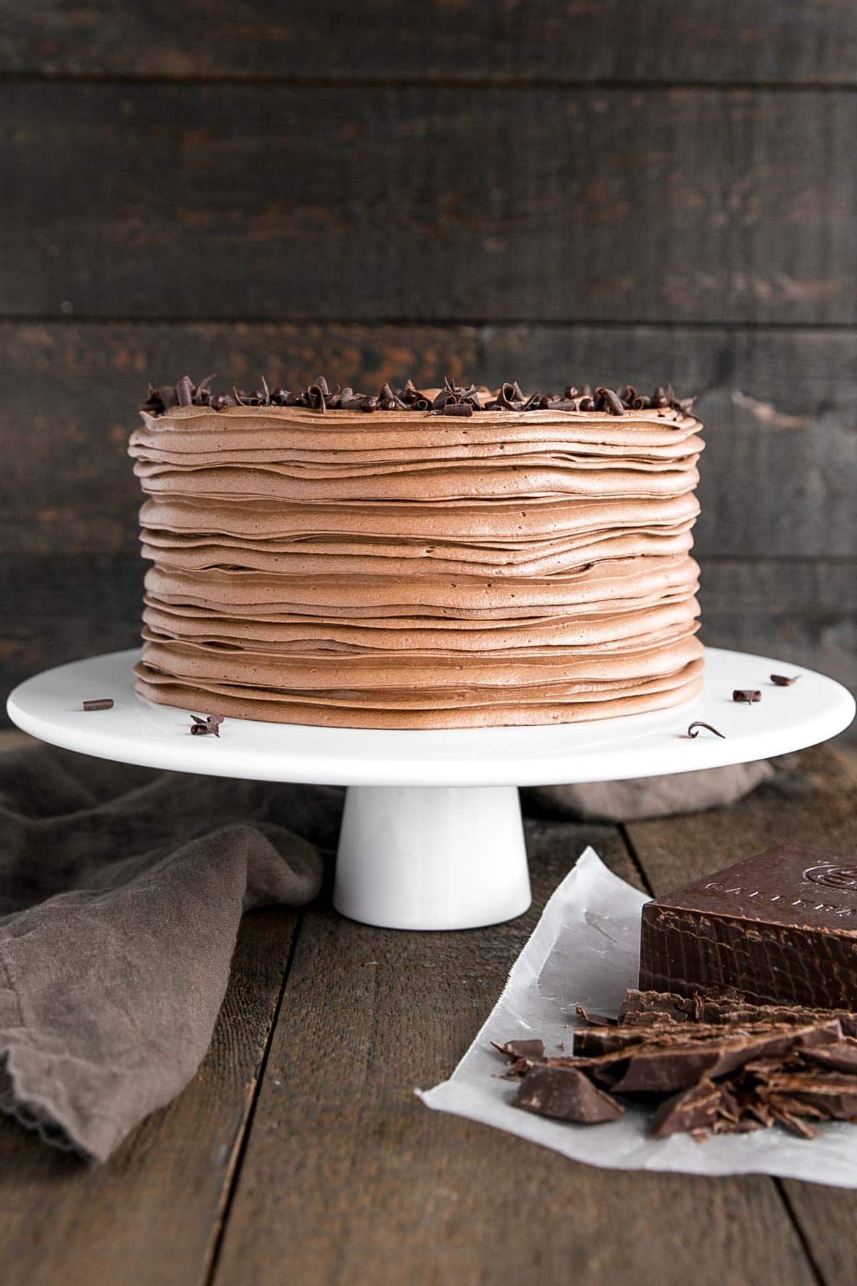 Classic chocolate cake with a rich chocolate buttercream.