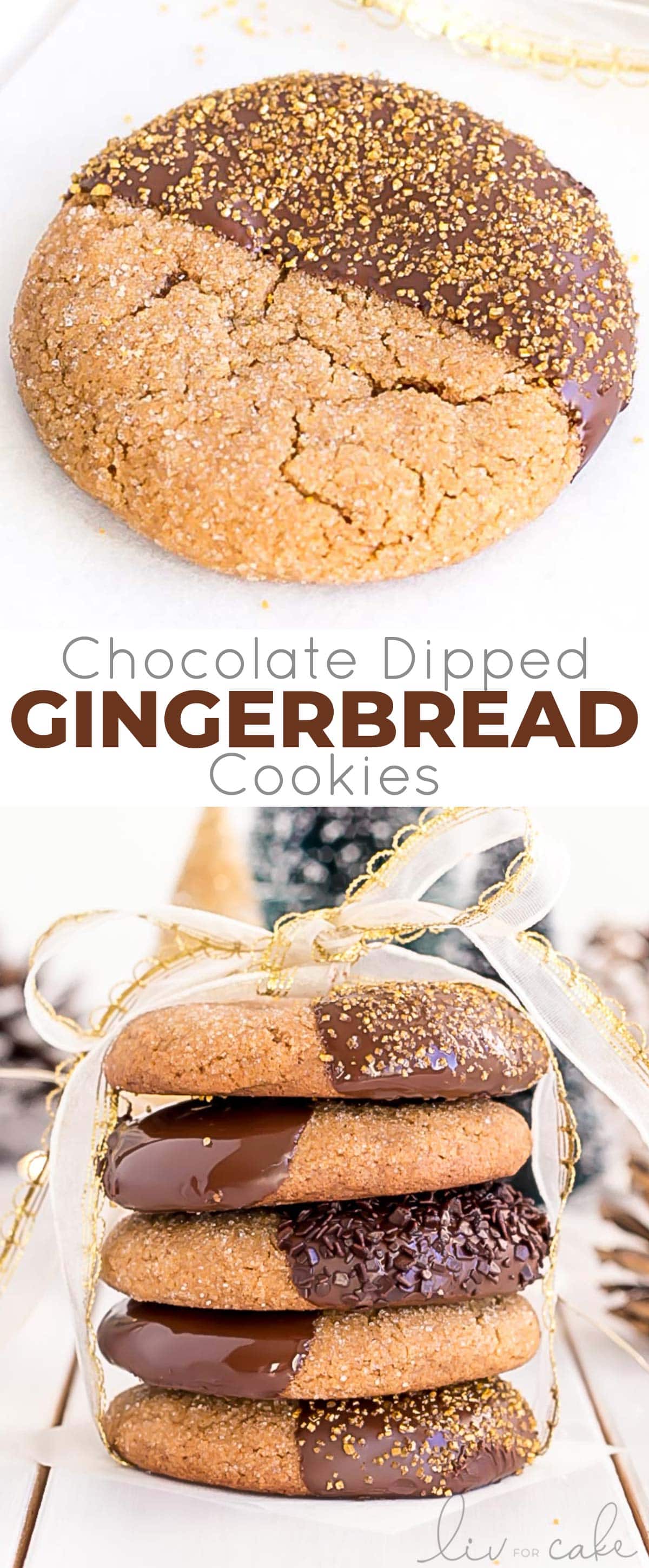 These Chocolate Dipped Gingerbread Cookies are the perfect treat for the holiday season! Chewy ginger spiced cookies dipped in dark chocolate. | livforcake.com Gingerbread cookies collage
